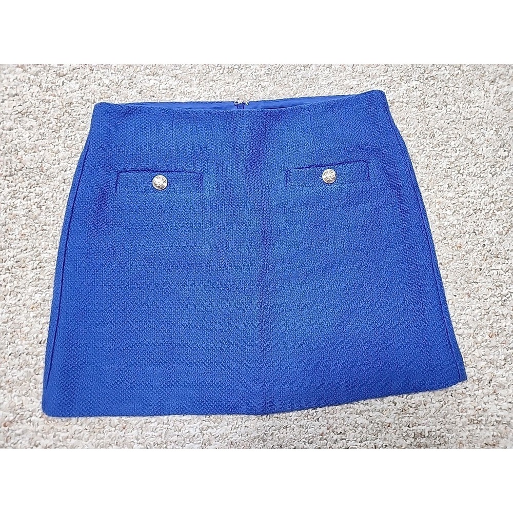 Ann Taylor Skirt Women 14 AZURINE BLUE  Tweed Lined back‎ Zip 36x18